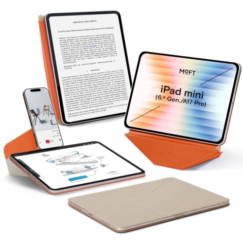 MOFT Dynamic Folio para iPad Mini (6.ª Gen) y iPad Mini (A17 Pro), Funda magnética Delgada con Soporte Ajustable y más de 20 ángulos de visión, función de Encendido/Apagado automático – Blanco Playa
