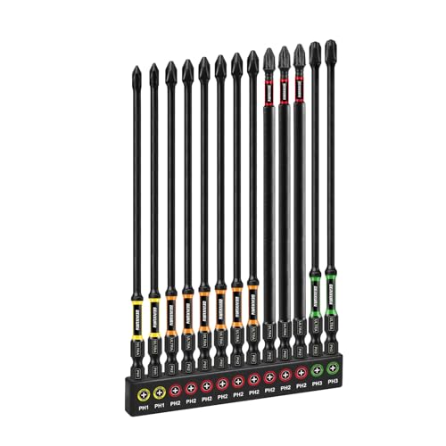 GEINXURN Phillipes Lot de 13 Embouts de Vissage aux Chocs PH1 PH2 PH3 150mm de Longueur...