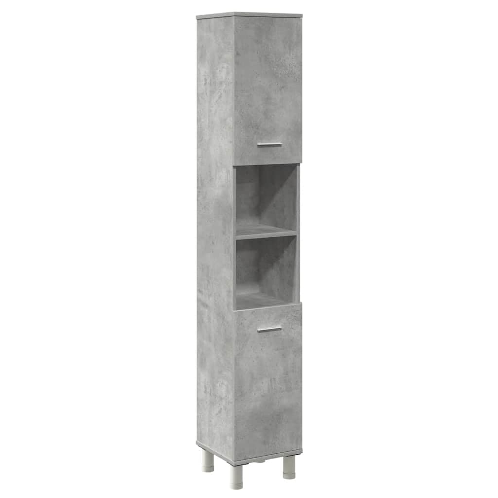 4-TLG. Badmöbel-Set Betongrau Holzwerkstoff Betongrau, Badezimmerschrank, Unterschrank Bad, Unterschrank