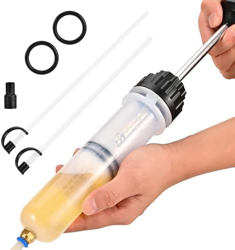 SOWKIPE 200CC Automotive Fluid Extractor Pump, Premium Manual Extraction & Fill Pump with 2 Hoses, Oil Syringe with Powerful Suction, Fluid Oil Change Evacuator
