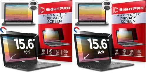Image of SightPro Magnetic Laptop Privacy Screen 15.6 Inch 16:9 - Patented Removable Laptop Privacy Filter Shield and Protector (Pack of 2)