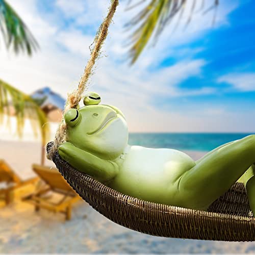 Aocean Decoração de estátuas de sapo para jardim rede suspensa engraçada sapos de balanço estátuas a