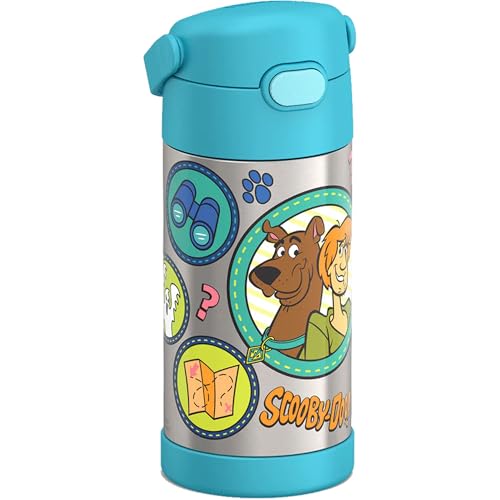 Image of THERMOS FUNTAINER Water Bottle with Straw - 12 Ounce - Kids Stainless Steel Vacuum Insulated Water Bottle with Lid, Scooby-Doo