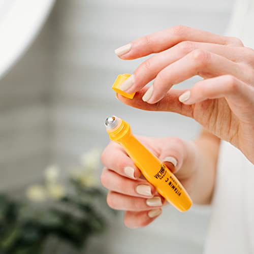 Victoria Beauty Vitamin C Eye Serum Roller - for Dark Circles Puffy Eyes and Eye Bags - with Retinol and Vitamin E - 94% Natural, 15ml - Image 4