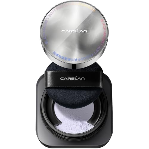 CARSLAN 2.0 Black Magnet Soft Focus Make Up Powder, Waterproof Loose Setting Powder, 24H Longlasting, Oil Control, Talc-Free Face Powder, 02 Light Purple For Oily Skin, 0.28Oz