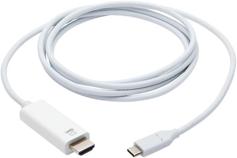 Tripp Lite USB C to HDMI Cable Adapter (M/Thunderbolt 3 HDMI Cable Adapter, Gen 1, Converter On HDMI End, 4K HDMI @ 60 Hz, 4: White, 6 ft. (U444-006-H4K6WE)
