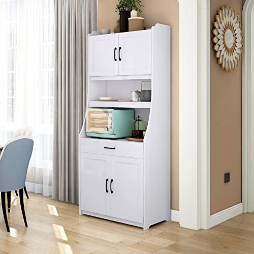 Lumisol Kitchen High Pantry Cabinet With 4 Doors And Drawer, 71" Tall Buffet Cabinet For Kitchen, One-Body Style Pantry Cabinet With Kitchen Cupboard, White #TOP2