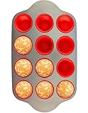 Boxiki Kitchen Non-Stick 12 Cup Silicone Muffin Pan with Steel Frame - BPA Free, Non-Toxic...