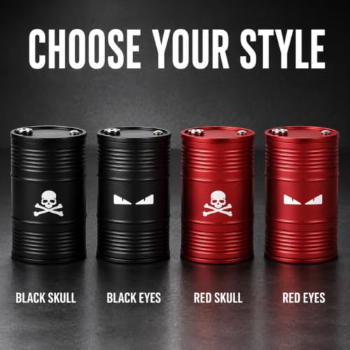 Image of Car Ashtray with Lid Smell Proof Ash Tray, Portable ashtray for car cup holder (Black, Skull Pattern)