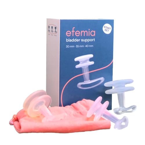 Pesario para incontinencia urinaria en mujeres. Kit de tampones de incontinencia Efemia. Pack de 3 tamaños: 30 mm, 35 mm y 40 mm. Fabricado en silicona de grado médico y reutilizable.
