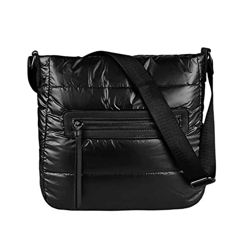 Damen Tasche Shopper Schultertasche Umhängetasche Crossover Crossbody Nylontasche Handtasche Henkeltasche City Bag Beuteltasche Reise Schwarz Cover