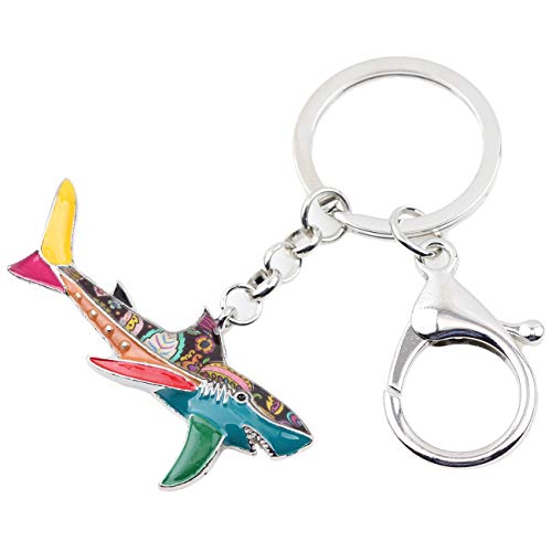WEVENI Enamel Alloy Shark Key Chain Ring Handbag Bag Charm Keychain Fashion Ocean Fish Jewelry for Women Bag Charm Gifts (Multicolor)2