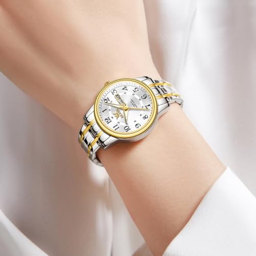 Image of OLEVS Watch Women Silver Stainless Steel Dress Analog Luminous Watch