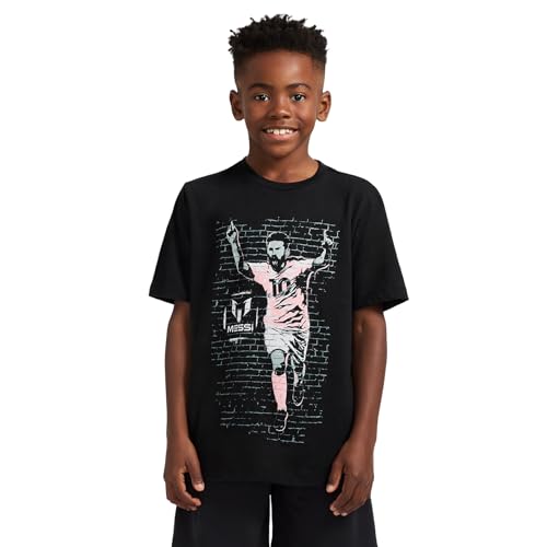 Image of Messi Boys' Lifestyle Short Sleeve T-Shirt, Slim-fit Graphic Tee, Cotton Blend Fabric