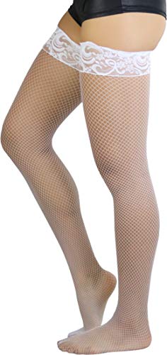 Image of ToBeInStyle Women's Stay Up Lace Lined Fishnet Tights