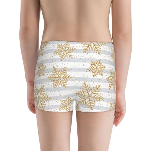 Boys' Cotton Boxer Brief Soft Underwear-Gold Snowflake3