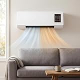Portable Wall Air Conditioner Fan 2 in 1 Wall Mounted Heating System, Quiet AC Fan Heater Combo Unit for Living Room Bedroom, Smart Ductless Air Conditioner with Remote(White)