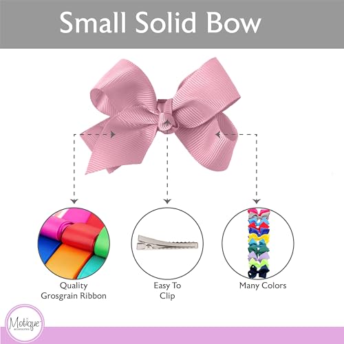 Image of Small Solid Bow for Girls - Set of 12 (Blush)