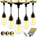 63FT Solar String Lights Outdoor Waterproof with USB Port & Remote Control Solar Patio Lights Long Last for 20+Hrs Dimmable Solar Power LED Shatterproof Bulbs solar lights for Camping Backyard Garden