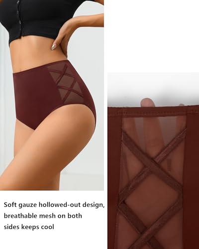 ASIMOON High Waisted Underwear for Women Slight Tummy Control Panties Soft Postpartum Briefs Women Pack3