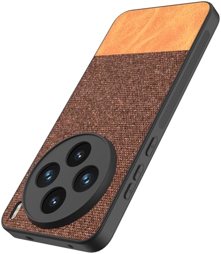 Image of Kapa Soft Fabric & Leather Hybrid Protective Back Cover for Vivo X200T 5G | Shockproof Slim Hard Anti Slip Back Case (Brown)