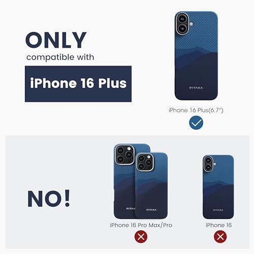 Coque iPhone 16 Plus MagSafe ultra fine fibre aramide tressée Pitaka