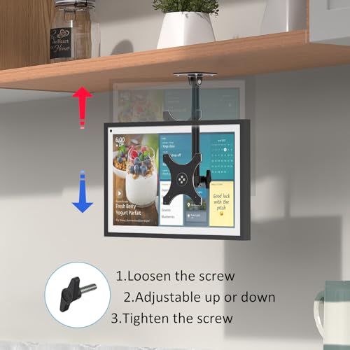 Premium Aluminum Alloy Height Adjustable Echo Show 15/21 Stand, Wide Range of Motion, Keeps Counters Clear, Tilt and Swivel Mount for All Show 15 Generations, Also Fits Show 21 (Black) - Image 2