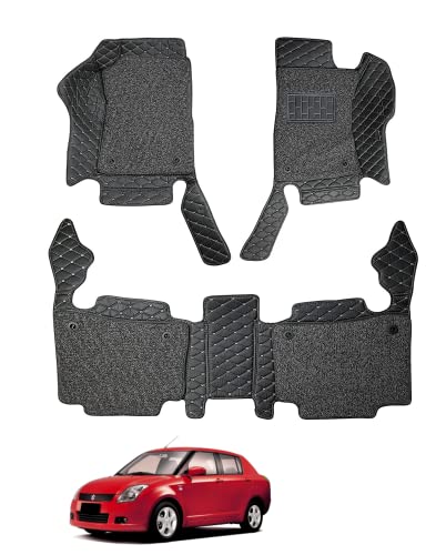 Image of Auto Hub Premium 7D car mat Maruti Swift Dzire (Model: 2010-2016), Luxury Double-Stich 7d Car Floor Mat Complete Set, 100% Waterproof and Washable, Color : Black