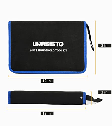 Urasisto 24-Piece Household Tool Kit For Men Repair Hand Tool Set Bag With Hammer, Screwdriver,Pliers, Wrench Set With Storage Bag #TOP5