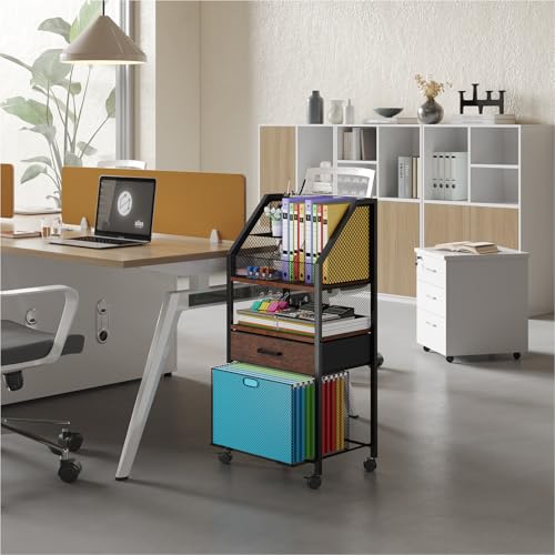 image for Homsorout Rolling Cart with Wheels - Utility Storage Cart with Drawers