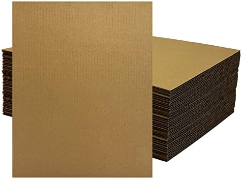 Corrugated Cardboard Sheets 4mm - 3/16" Thick 24x36- 50 Pack. Filler Insert Pads, Brown Frame Backing Rectangular & Square Flat Boards for Art&Crafts, DIY Projects, Mailing,Dividers & Packaging