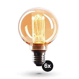 CROWN LED 6x Edison-Illusie Gloeilamp – E27 lamp – Dimbare lamp – 4 W, Warm Wit 230 V, EL21 – Vintage Lamp in Retro…