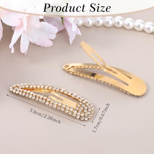 Mabor 4Pcs Pinzas de Pelo con Rhinestone Dorado, Clips de Broche de Cristal Brillante para Mujeres, Elegantes Horquillas de Metal Decorativas para Boda y Fiesta miniatura 2