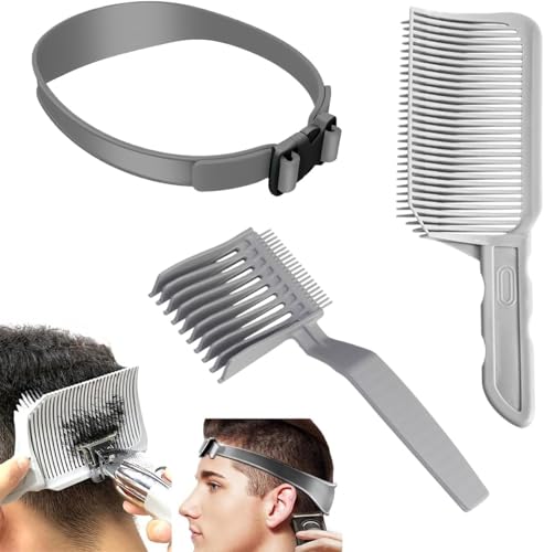 Barber Fade Combs With Hair Trimming Guide, 3Pcs Professional Cutting Comb Set, Curved Positioning Comb for Men