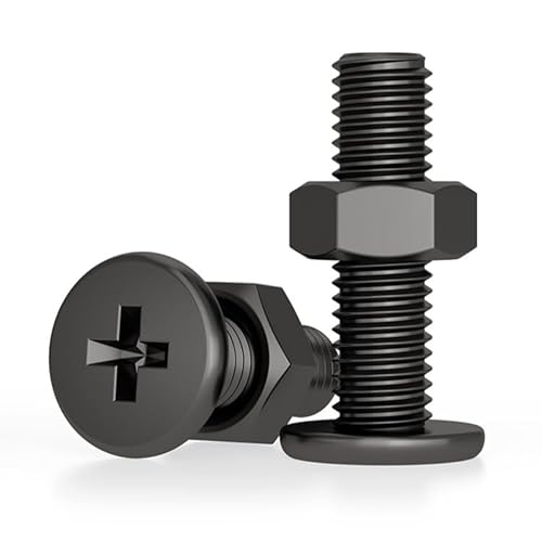 Horea 5セット CM超薄頭 十字穴 小ねじ + 六角ナット セット ブラック 304ステンレス 黒 M6 DIY/電子機器用 (M6*40)