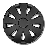 Radkappen schwarz matt 14 Zoll - Radzierblenden für Stahlfelgen - Alufelgen Look Radblenden Für die meisten Marken und Felgen - Europäisches Produkt aus recyceltem Kunststoff - 4er Set Zierkappen