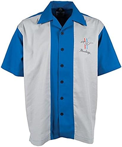 Miniatura 2 de Ford Mustang Car Logo Bordado Panel Club Camisa, Azul
