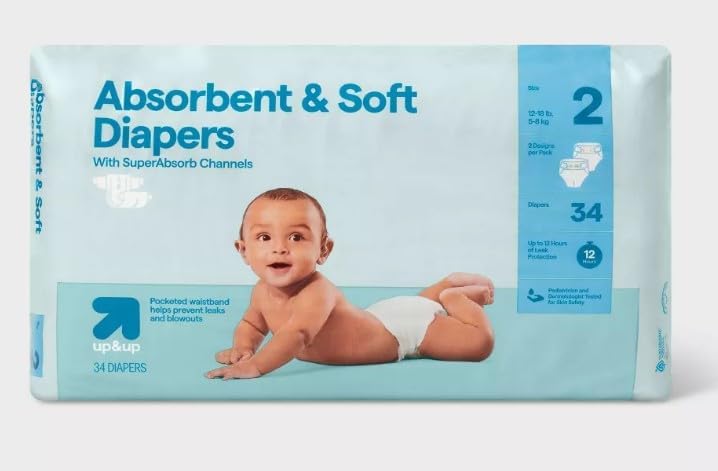 Disposable Diapers - (Size N - 162ct) up&up (Size-8, 64.0, Count)