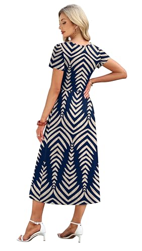Image of OFEEFAN Summer Dresses for Women Flowy Casual A-Line Midi Dress Beach Vacation Sundresses with Pockets S-2XL
