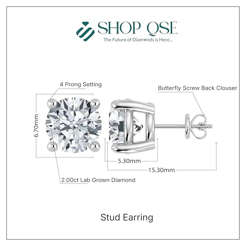 0.50 to 5.00 Carat IGI Certified Lab Grown Round Cut Diamond Studs Earrings 14k White/Yellow Gold 4 Prong Screwback Jewelry Gift Box Packaging (E-F Color, VS1-VS2 Clarity)4