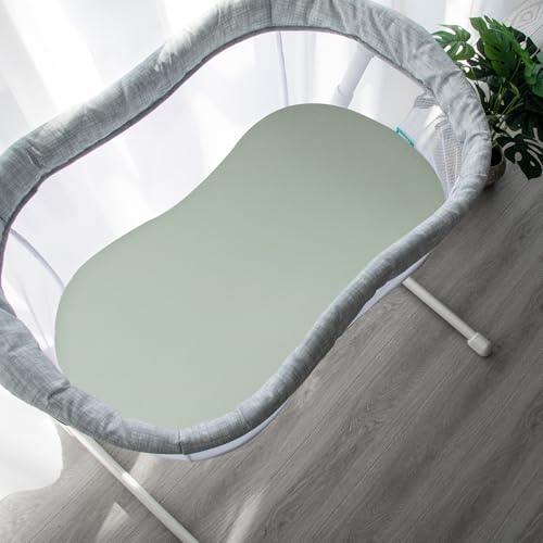 Image of Baby Bassinet Sheets 4 Pack Compatible with Halo Bassinest Swivel, Flex, Glide, Premiere & Luxe Series Sleeper, 4 Pack, Ultra Soft & Skin-Friendly, Green Leaf
