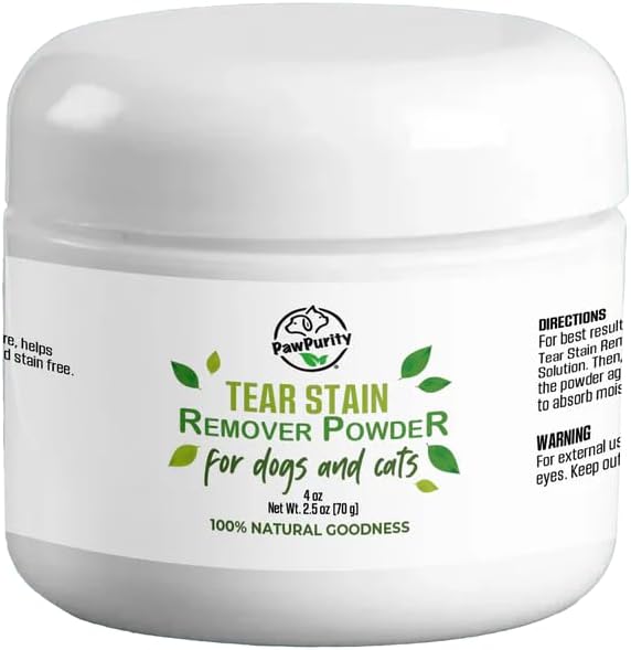 PawPurity Tear Stain Remover Powder for Dogs & Cats - 4 oz | Gently Treats The Cause of Staining | 100% Natural, Safe | Keeps Pet Eye Area Clean and Dry | The Trusted Choice for Pet Owners