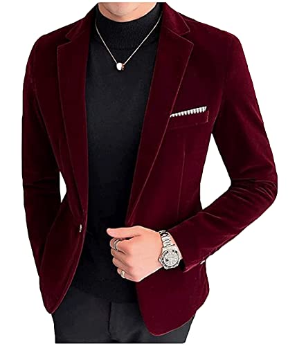 Mi Bo Tong Slim Fit Velvet Mens Blazer Peak Lapel One Button Tuxedos Jacket Wedding Party Coat