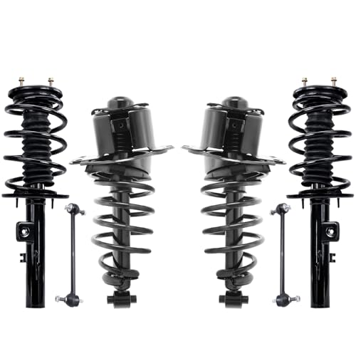 Image of Detroit Axle - FWD 6pc Struts Kit for Ford 2008 2009 Taurus Mercury Sable, 4 Complete Front Rear Struts with Coil Spring Assembly 2 Front Sway Bar End Links Replacement Suspension
