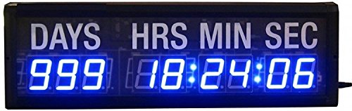 Horloge murale LED bleue 4,6 cm avec compte à rebours minuteur complet