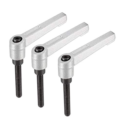 Image of uxcell M6 x 40mm Handle Adjustable Clamping Lever Thread Push Button Ratchet Male Threaded Stud Knobs Quick Release Screw Handles Bolts with Locking Lever Silver Tone 3pcs