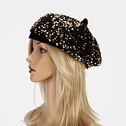 Lukeo Autumn Winter Berets Hats For Women Fashion Sequins Newsboy Cap Casual Hat Artist Painter Chapeau Beret Femme #TOP1