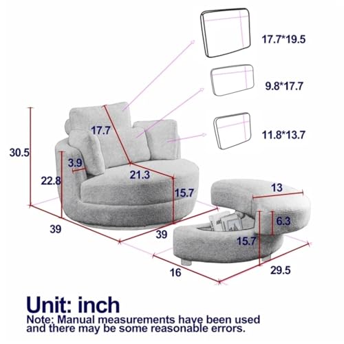 Sillón giratorio tapizado con almacenamiento beige miniatura 3