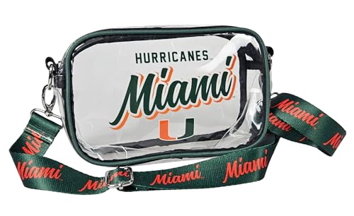 University of Miami Hurricanes Crossbody Clear Stadium Bag–Convenient & Compact Hands-Free 8” UM Camera Pouch for Valuables–Great for Games, Graduations & Concerts–NCAA Stadium Security Approved