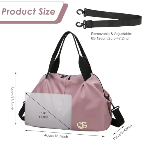 Image of PALAY Gym Bag for Women Light Purple Sports Duffle Bag with Wet Compartment Carry On Overnight Weekend Travel Bags Lightweight Waterproof Luggage Bags for Women